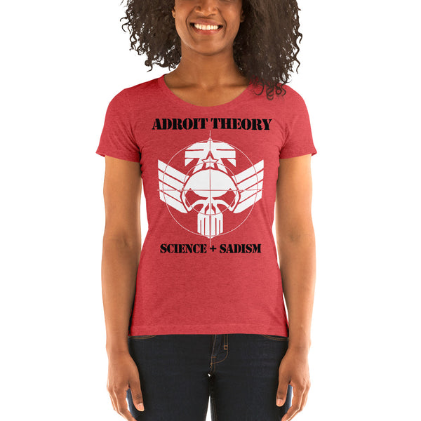 T-Shirt : Women's Short Sleeve - Science + Sadism (black text)